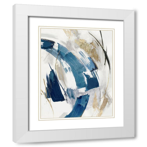 Indigo Crescent II Â  White Modern Wood Framed Art Print with Double Matting by PI Studio