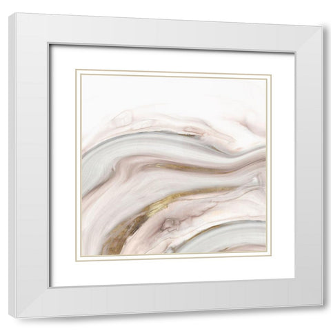 Marble Water White Modern Wood Framed Art Print with Double Matting by PI Studio