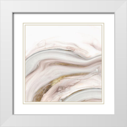 Marble Water White Modern Wood Framed Art Print with Double Matting by PI Studio