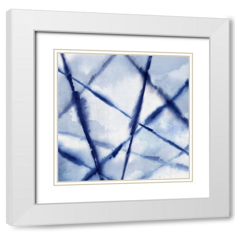 Indigo Net I White Modern Wood Framed Art Print with Double Matting by PI Studio