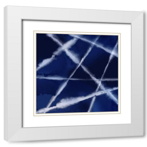 Indigo Net II White Modern Wood Framed Art Print with Double Matting by PI Studio