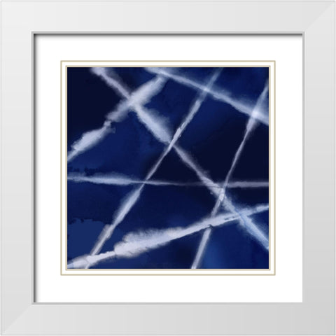 Indigo Net II White Modern Wood Framed Art Print with Double Matting by PI Studio