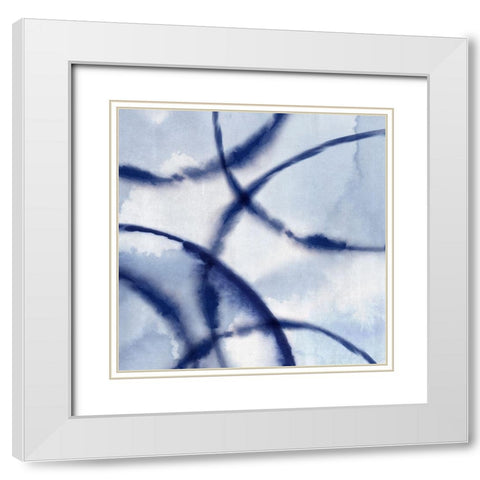 Indigo Net III White Modern Wood Framed Art Print with Double Matting by PI Studio