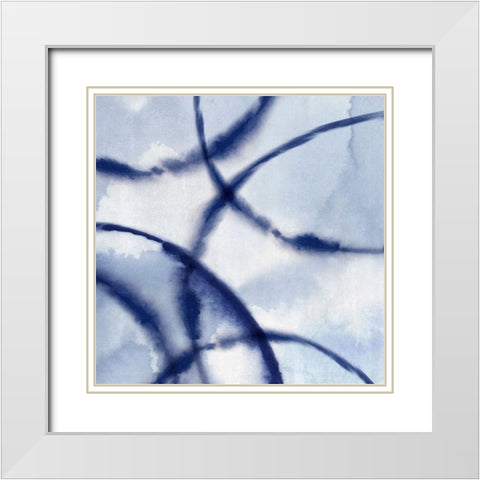 Indigo Net III White Modern Wood Framed Art Print with Double Matting by PI Studio