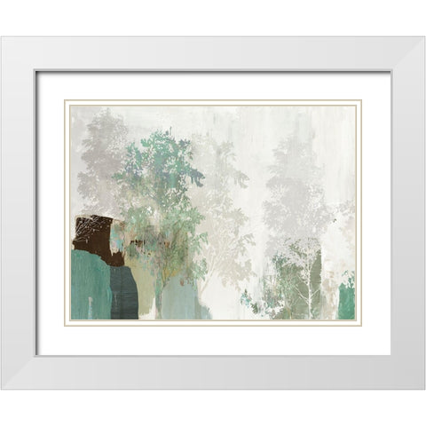 Daydream Teal I White Modern Wood Framed Art Print with Double Matting by PI Studio