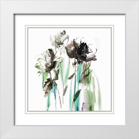 Green Spring II White Modern Wood Framed Art Print with Double Matting by PI Studio