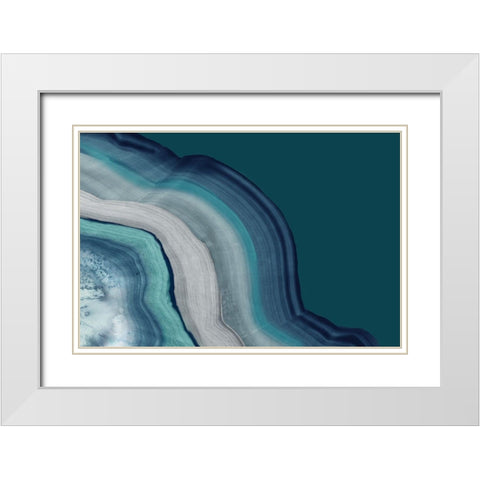 Agate Deep Blue Sea White Modern Wood Framed Art Print with Double Matting by PI Studio