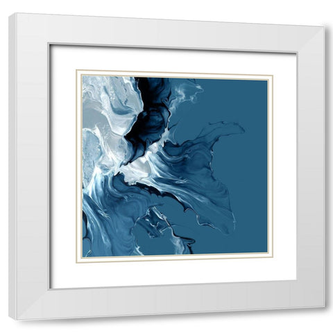 Azure Marble II White Modern Wood Framed Art Print with Double Matting by PI Studio