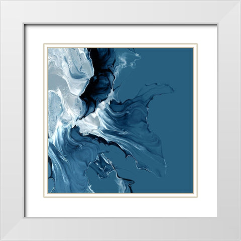 Azure Marble II White Modern Wood Framed Art Print with Double Matting by PI Studio