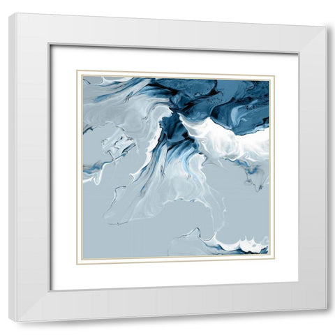 Azure Marble III White Modern Wood Framed Art Print with Double Matting by PI Studio