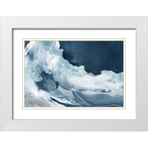Wave of Blue Ice  White Modern Wood Framed Art Print with Double Matting by PI Studio
