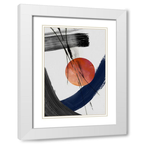 Red Sun Over Paradise I White Modern Wood Framed Art Print with Double Matting by PI Studio