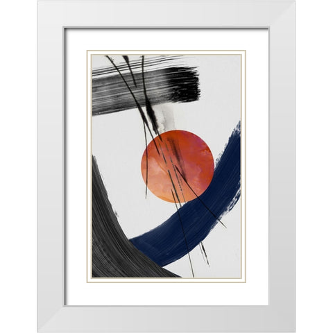 Red Sun Over Paradise I White Modern Wood Framed Art Print with Double Matting by PI Studio