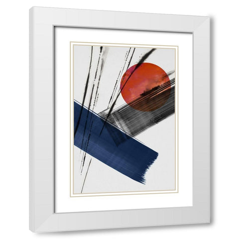 Red Sun Over Paradise II White Modern Wood Framed Art Print with Double Matting by PI Studio