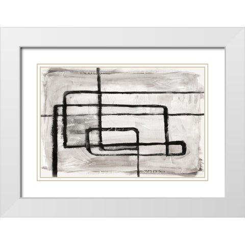 Couplet I White Modern Wood Framed Art Print with Double Matting by PI Studio