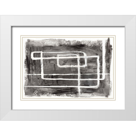 Couplet II White Modern Wood Framed Art Print with Double Matting by PI Studio