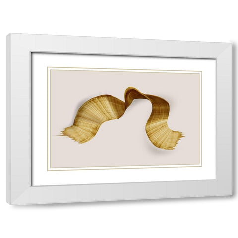 Golden Stroke  White Modern Wood Framed Art Print with Double Matting by PI Studio