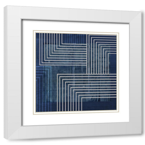 Beneath the Dark Blue Waves II White Modern Wood Framed Art Print with Double Matting by PI Studio
