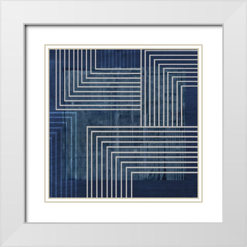 Beneath the Dark Blue Waves II White Modern Wood Framed Art Print with Double Matting by PI Studio