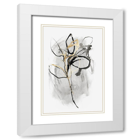 All the Leaves Are Gold II White Modern Wood Framed Art Print with Double Matting by PI Studio