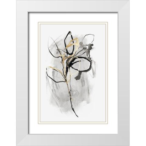 All the Leaves Are Gold II White Modern Wood Framed Art Print with Double Matting by PI Studio