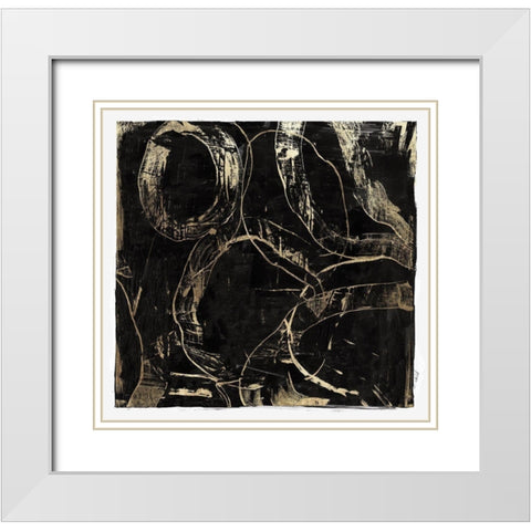 Golden Silence I White Modern Wood Framed Art Print with Double Matting by PI Studio