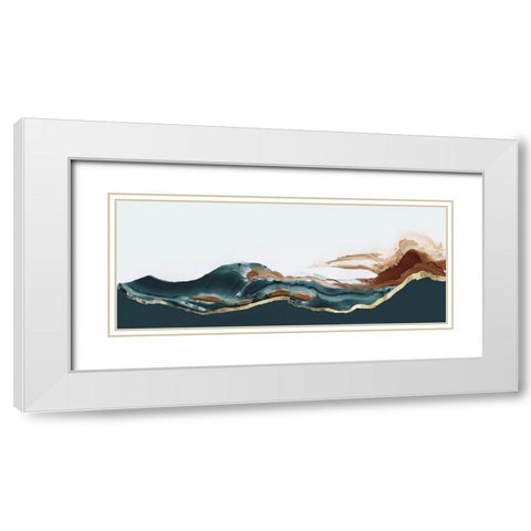 Waves of Blue  White Modern Wood Framed Art Print with Double Matting by PI Studio