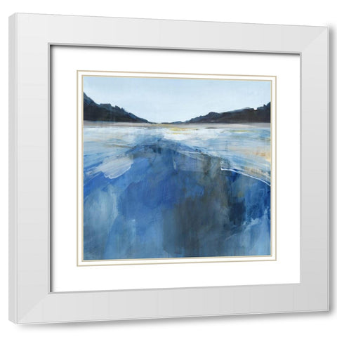 Blue Glacier Bay White Modern Wood Framed Art Print with Double Matting by PI Studio