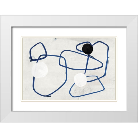 Midblue I  White Modern Wood Framed Art Print with Double Matting by PI Studio