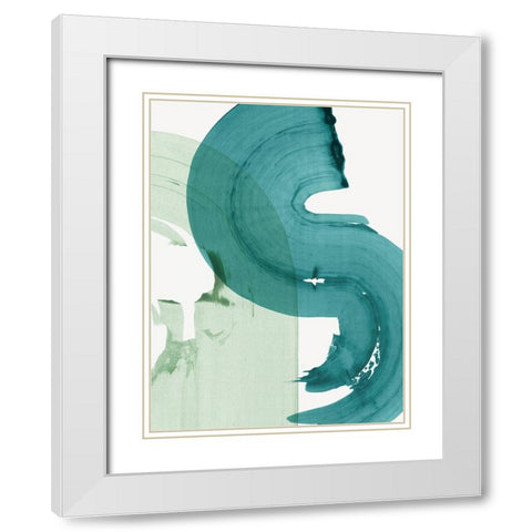 Green Movement I  White Modern Wood Framed Art Print with Double Matting by PI Studio