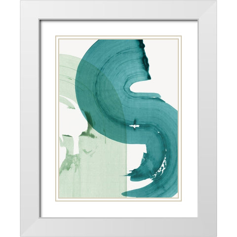 Green Movement I  White Modern Wood Framed Art Print with Double Matting by PI Studio