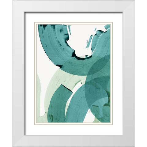 Green Movement II White Modern Wood Framed Art Print with Double Matting by PI Studio