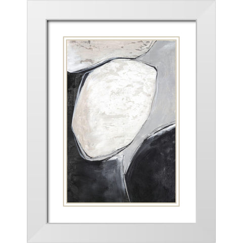 Falling Rocks I  White Modern Wood Framed Art Print with Double Matting by PI Studio