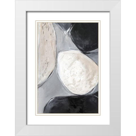 Falling Rocks II White Modern Wood Framed Art Print with Double Matting by PI Studio
