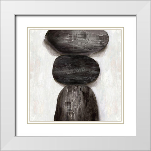 Textured Stones  White Modern Wood Framed Art Print with Double Matting by PI Studio