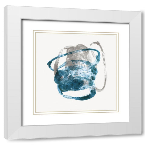 Shapes of Blue I  White Modern Wood Framed Art Print with Double Matting by PI Studio