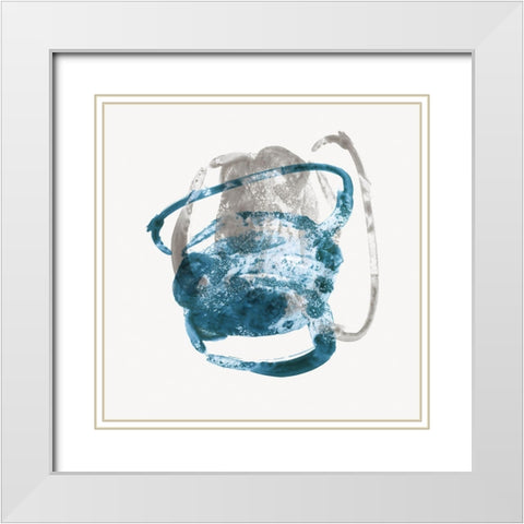 Shapes of Blue I  White Modern Wood Framed Art Print with Double Matting by PI Studio