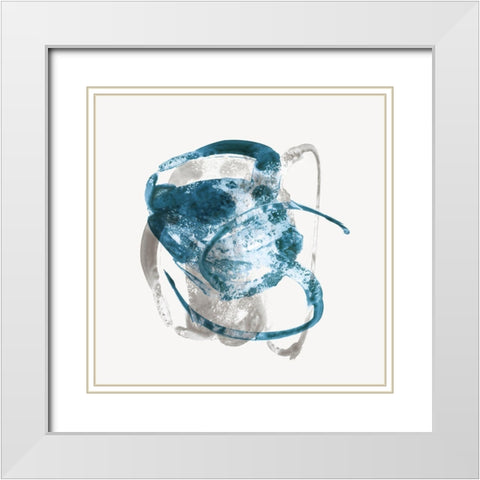 Shapes of Blue II White Modern Wood Framed Art Print with Double Matting by PI Studio