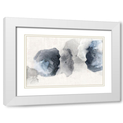 Crackled Blue Rocks  White Modern Wood Framed Art Print with Double Matting by PI Studio