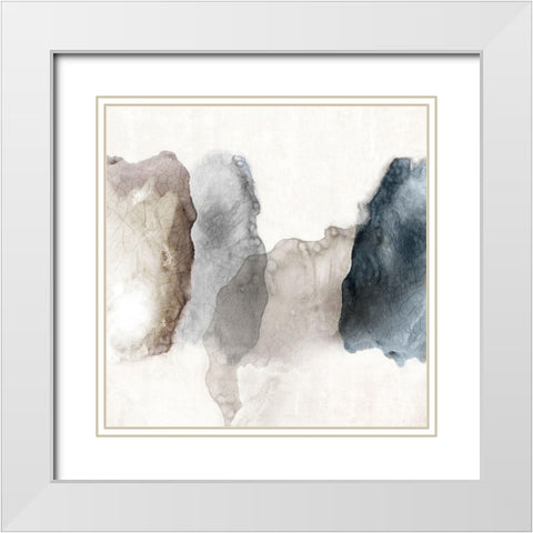 Crackle Shapes II White Modern Wood Framed Art Print with Double Matting by PI Studio