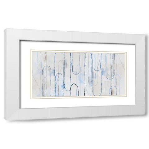 Blue Paper Clips  White Modern Wood Framed Art Print with Double Matting by PI Studio