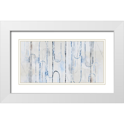 Blue Paper Clips  White Modern Wood Framed Art Print with Double Matting by PI Studio