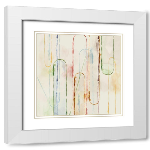Rainbow Paper Clips I  White Modern Wood Framed Art Print with Double Matting by PI Studio