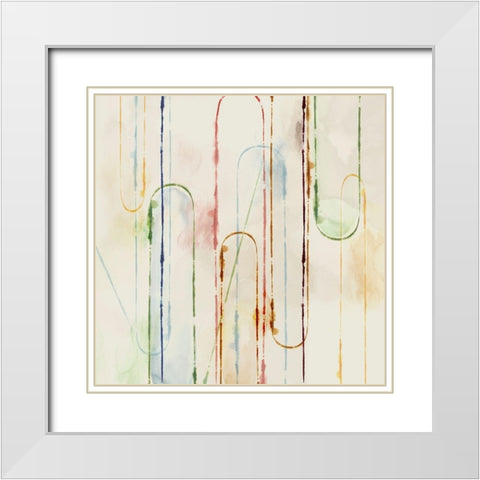 Rainbow Paper Clips I  White Modern Wood Framed Art Print with Double Matting by PI Studio