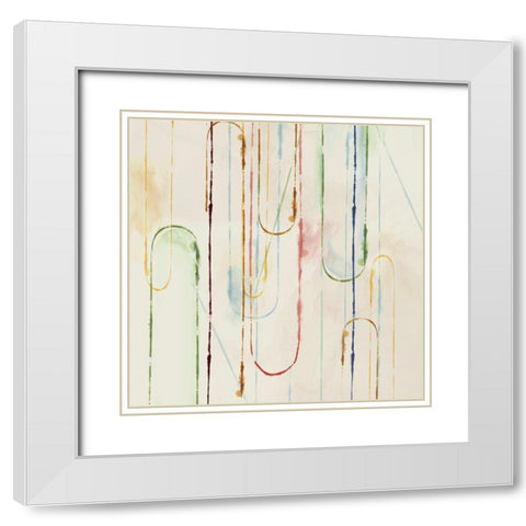 Rainbow Paper Clips II White Modern Wood Framed Art Print with Double Matting by PI Studio