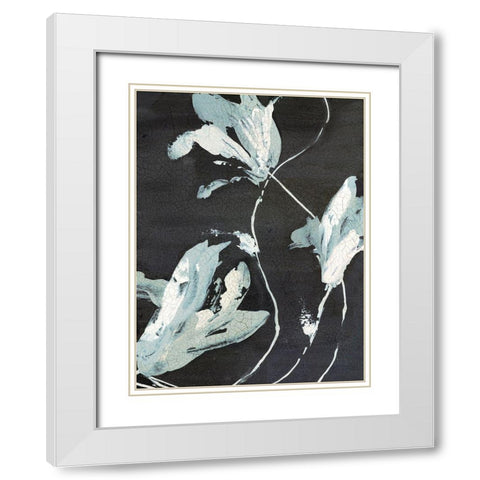 Blue Flora I  White Modern Wood Framed Art Print with Double Matting by PI Studio