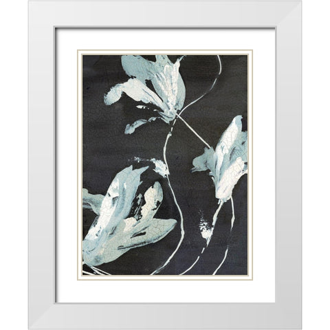 Blue Flora I  White Modern Wood Framed Art Print with Double Matting by PI Studio