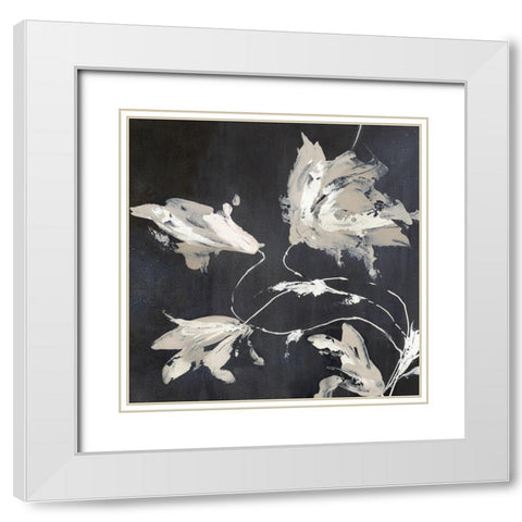 Neutral Flora White Modern Wood Framed Art Print with Double Matting by PI Studio