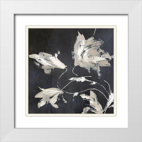 Neutral Flora White Modern Wood Framed Art Print with Double Matting by PI Studio