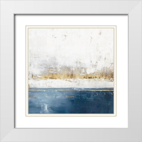 Golden Horizon II White Modern Wood Framed Art Print with Double Matting by PI Studio